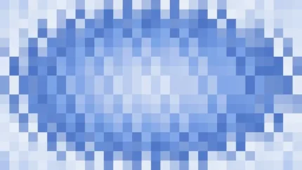 Mosaico denso de píxeles en tonos azul con ondas concéntricas, video loop VJ para escenario de iglesia