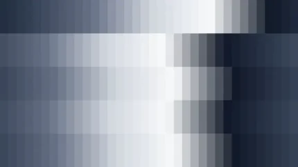 Mosaico denso de píxeles en tonos azul y marino con columnas, video loop VJ para escenario de iglesia