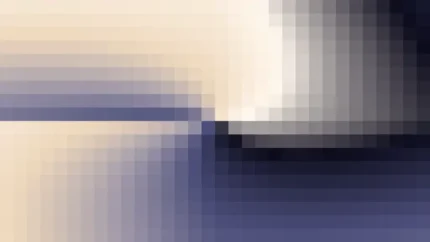 Mosaico denso de píxeles en tonos melocotón y violáceo con molinete, video loop VJ para escenario de iglesia