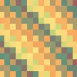 Mosaico denso de píxeles en tonos naranja y amarillo, video loop VJ para escenario de iglesia