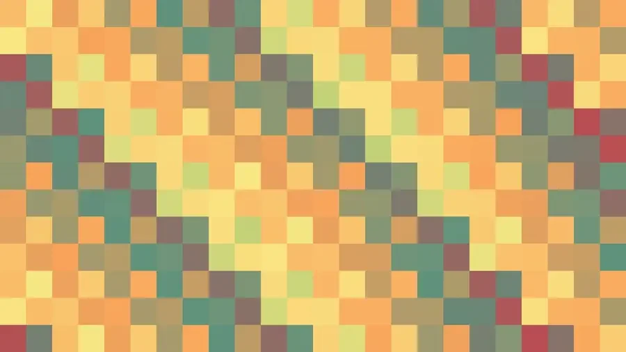 Mosaico denso de píxeles en tonos naranja y amarillo, video loop VJ para escenario de iglesia