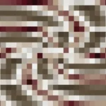 Mosaico denso de píxeles en tonos rojo y oscuro con caleidoscopio, video loop VJ para escenario de iglesia