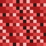 Mosaico denso de píxeles en tonos rojo con damero, video loop VJ para escenario de iglesia