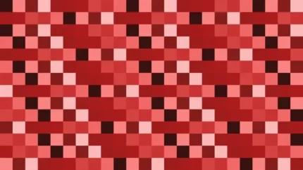 Mosaico denso de píxeles en tonos rojo con damero, video loop VJ para escenario de iglesia