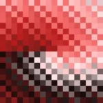 Mosaico denso de píxeles en tonos rojo con espiral, video loop VJ para escenario de iglesia