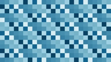 Mosaico denso de píxeles en tonos teal y celeste con damero, video loop VJ para escenario de iglesia