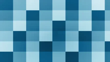 Mosaico denso de píxeles en tonos teal y celeste, video loop VJ para escenario de iglesia