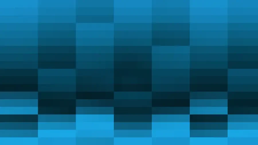Mosaico denso de píxeles en tonos teal y oscuro con barrido vertical, video loop VJ para escenario de iglesia
