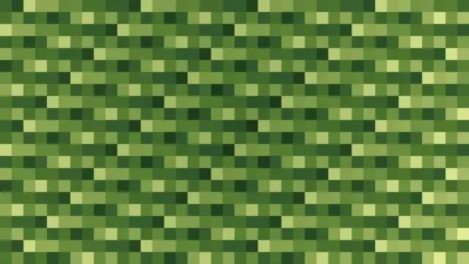 Mosaico denso de píxeles en tonos verde y lima, video loop VJ para escenario de iglesia