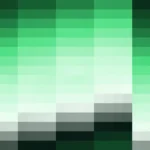 Mosaico denso de píxeles en tonos verde y menta con bandas horizontales, video loop VJ para escenario de iglesia