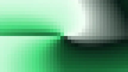 Mosaico denso de píxeles en tonos verde y menta con molinete, video loop VJ para escenario de iglesia