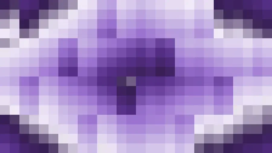 Mosaico denso de píxeles en tonos violeta con rombos, video loop VJ para escenario de iglesia