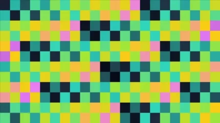 Píxeles en tonos neón y fondo, video loop VJ para escenario de iglesia