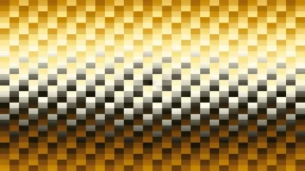 Trama de micro píxeles en tonos amarillo y terracota con bandas horizontales, video loop VJ para escenario de iglesia