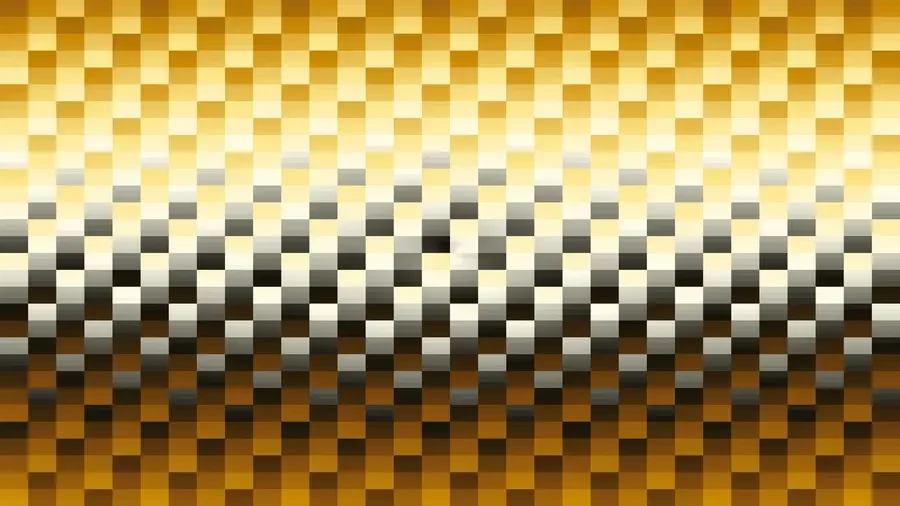 Trama de micro píxeles en tonos amarillo y terracota con bandas horizontales, video loop VJ para escenario de iglesia