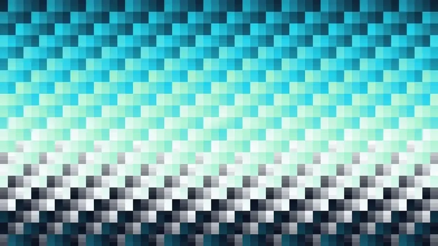 Trama de micro píxeles en tonos teal y aguamarina con bandas horizontales, video loop VJ para escenario de iglesia