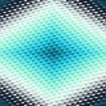 Trama de micro píxeles en tonos teal y aguamarina con rombos, video loop VJ para escenario de iglesia