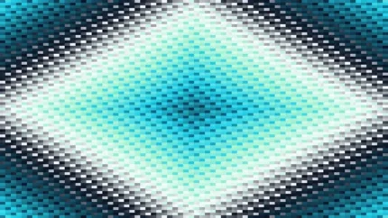 Trama de micro píxeles en tonos teal y aguamarina con rombos, video loop VJ para escenario de iglesia