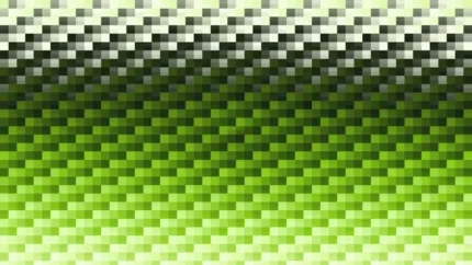 Trama de micro píxeles en tonos verde y oliva con bandas horizontales, video loop VJ para escenario de iglesia