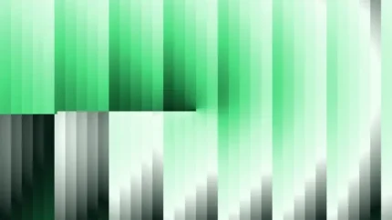 Trama de micro píxeles en tonos verde y menta con órbitas, video loop VJ para escenario de iglesia