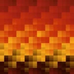 Trama fina de píxeles en tonos amarillo y rojo con barrido vertical, video loop VJ para escenario de iglesia