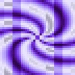 Trama fina de píxeles en tonos azul y violeta con caleidoscopio, video loop VJ para escenario de iglesia