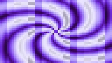 Trama fina de píxeles en tonos azul y violeta con caleidoscopio, video loop VJ para escenario de iglesia