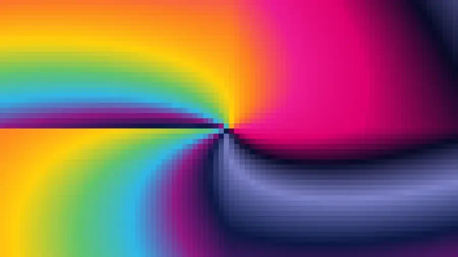 Trama fina de píxeles en tonos magenta y amarillo con molinete, video loop VJ para escenario de iglesia