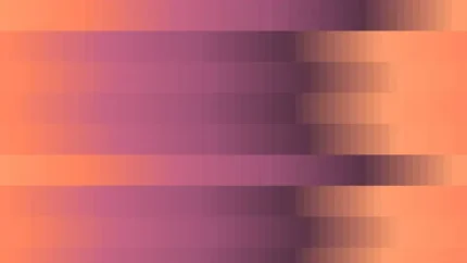 Trama fina de píxeles en tonos naranja y rojo con columnas, video loop VJ para escenario de iglesia