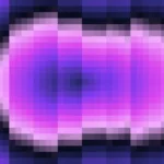 Trama fina de píxeles en tonos púrpura y violeta con ondas concéntricas, video loop VJ para escenario de iglesia