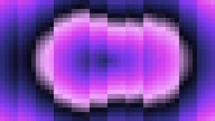 Trama fina de píxeles en tonos púrpura y violeta con ondas concéntricas, video loop VJ para escenario de iglesia