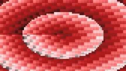 Trama fina de píxeles en tonos rojo con túnel, video loop VJ para escenario de iglesia
