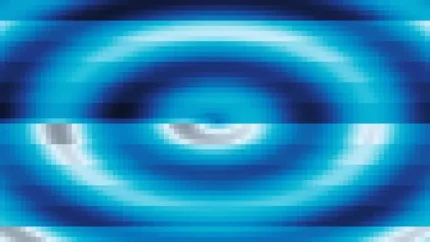 Trama fina de píxeles en tonos teal y azul con efecto lente, video loop VJ para escenario de iglesia