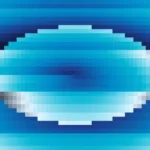 Trama fina de píxeles en tonos teal y azul con túnel, video loop VJ para escenario de iglesia