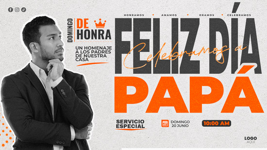 Gráfico horizontal de plantilla grunge para promociones del Día del Padre