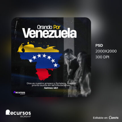 Plantilla visual de oración por Venezuela en redes sociales.