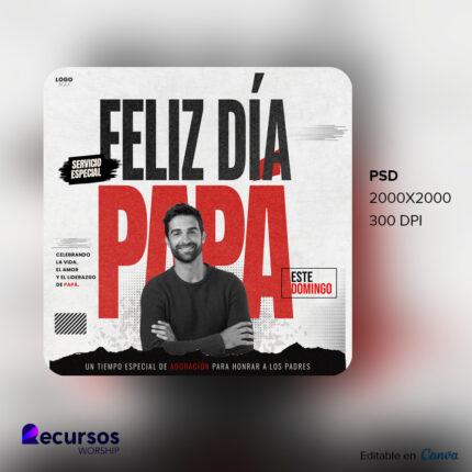 plantilla de culto de celebración del Día del padre con texto alegre