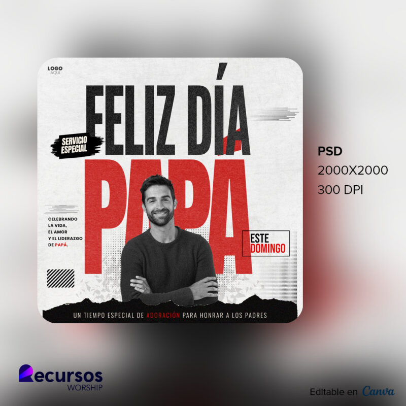 plantilla de culto de celebración del Día del padre con texto alegre