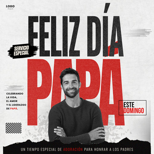plantilla de culto de celebración del Día del padre con diseño moderno