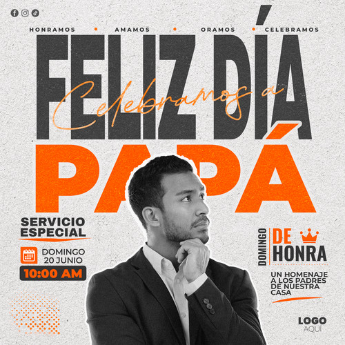 Plantilla de servicio del Día del Padre grunge para eventos especiales