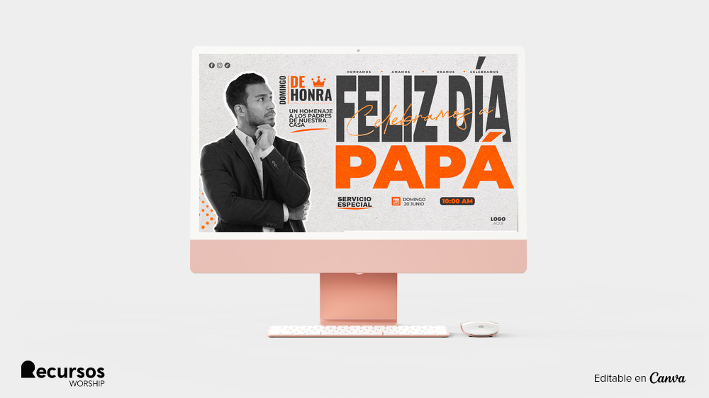 Escena de escritorio mostrando plantilla de edición profesional con tipografía moderna