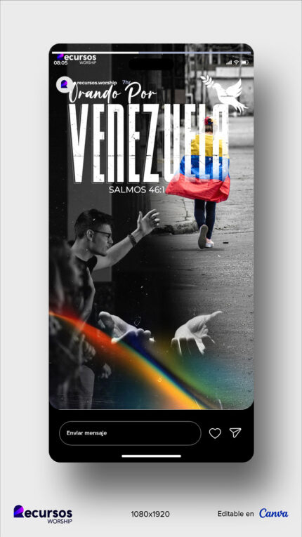 Demostración visual de la plantilla religiosa optimizada para historias de Instagram y TikTok.