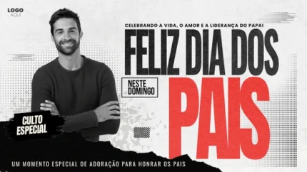 Fundo Azul para Culto do Dia dos Pais | Design Contemporâneo 16:9, PSD — miniatura, 16:9