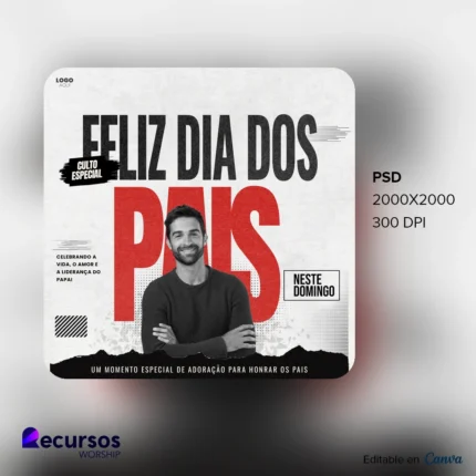 Modelo para culto de celebração do Dia dos país | Canva 1:1 — mockup, 1:1