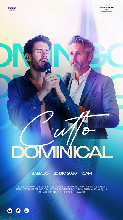 Design para Evento de Adoração Cristã Dominical Moderna | Estilo Vibrante Vertical para Stories PSD — miniatura, 9:16
