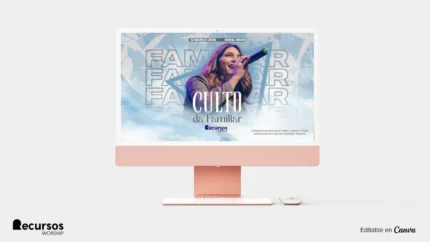 Fundo de Culto Dominical Moderno e Limpo | Estilo Profissional 16:9 para Projetor Photoshop — mockup, 16:9