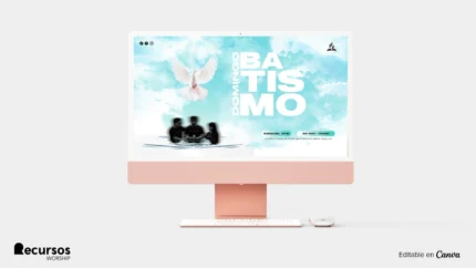 Fundo de Água para Evento de Batismo | Design Azul Elegante 16:9 para Projetor Photoshop — mockup, 16:9