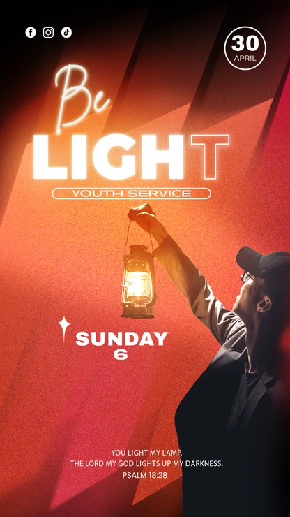 Youth Worship Glow Event Design | Neon Vertical Aesthetic for PSD Stories — thumbnail, 9:16