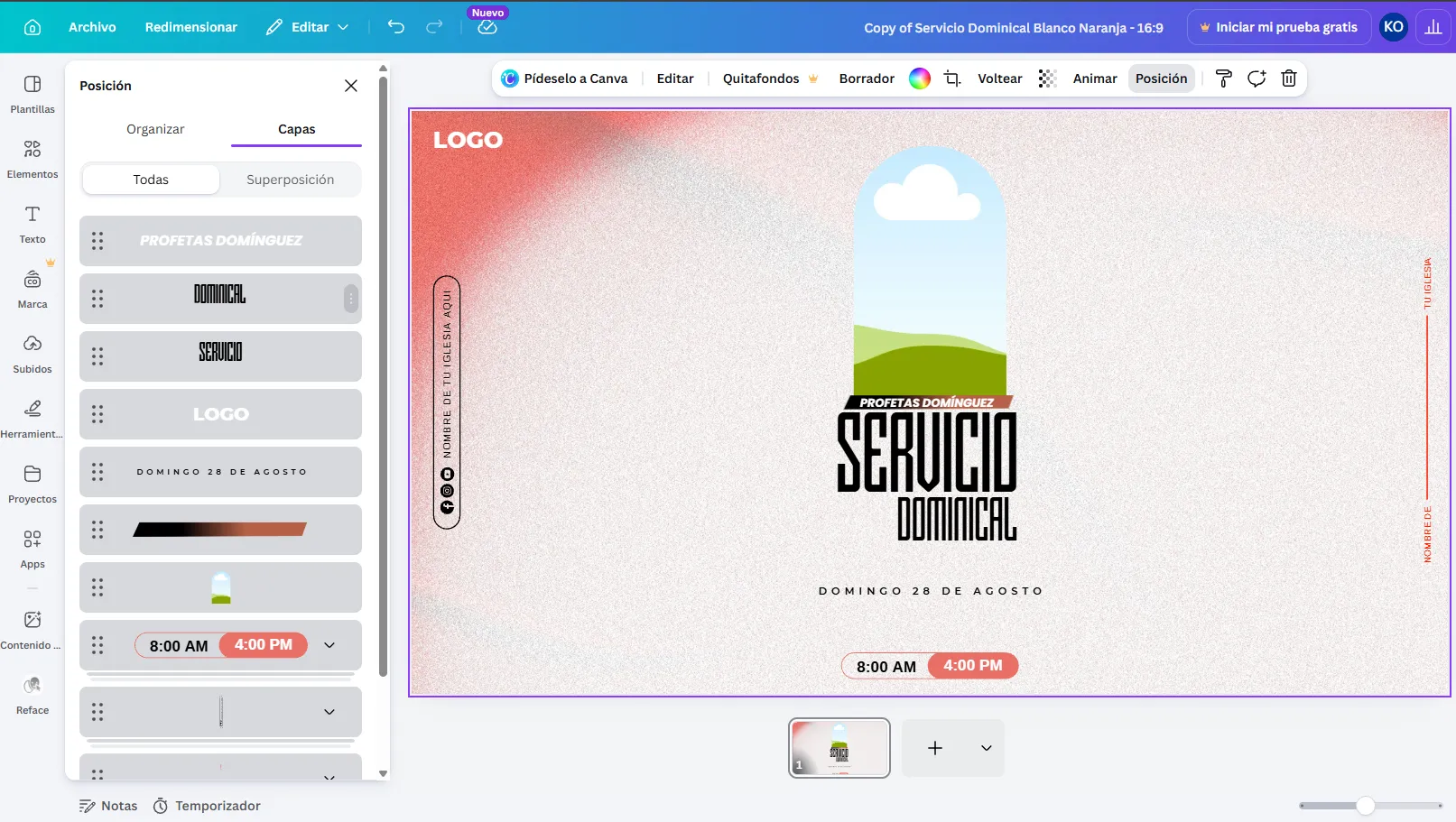 Plantilla editable en Canva