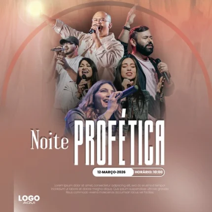 Modelo de Volante para Evento de Adoração Profética | Design Quente 1:1 para Redes Canva — miniatura, 1:1